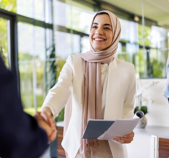 woman shaking hands